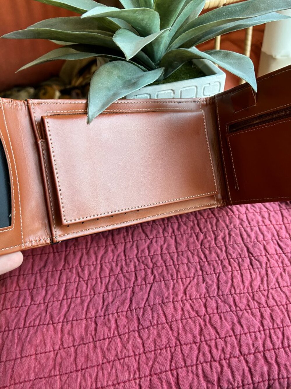 👜 Dooney & Bourke Pebbled Leather Crossbody | Navy + Tan Trim - Picture 11 of 13